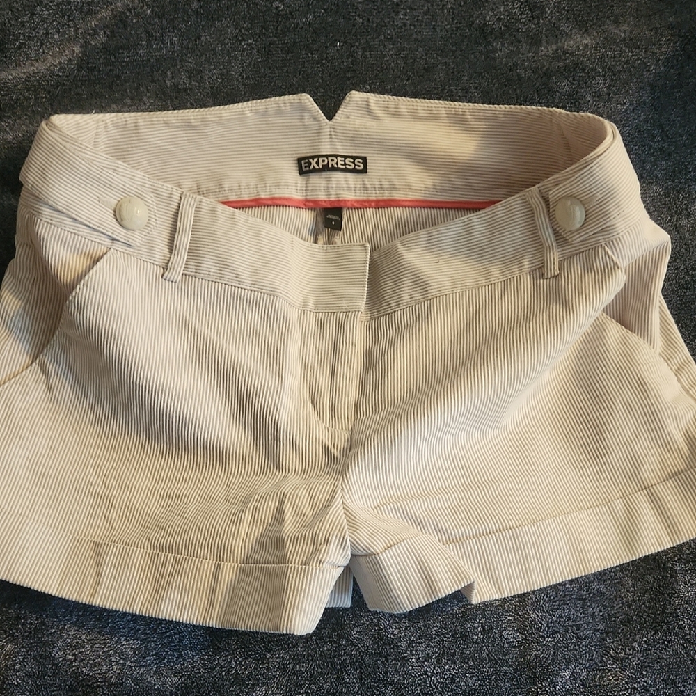 Express Women's Cream Striped Shorts